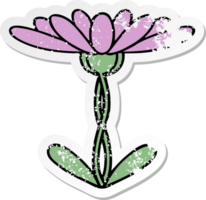 distressed sticker of a cute cartoon flower png