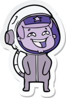 sticker of a cartoon laughing astronaut png