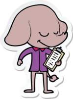 adesivo de um elefante sorridente de desenho animado com prancheta png