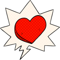 cartoon love heart with speech bubble in comic book style png