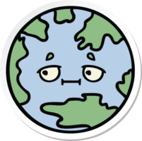 sticker of a cute cartoon planet earth png