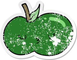 distressed sticker of a cartoon cute apple png