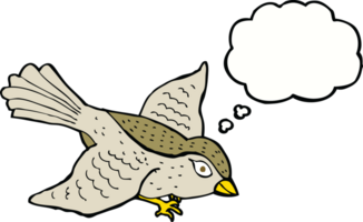 cartoon flying bird with thought bubble png