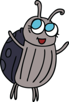 hand drawn quirky cartoon happy bug png