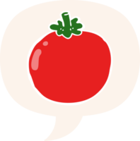 desenho animado tomate com discurso bolha dentro retro estilo png