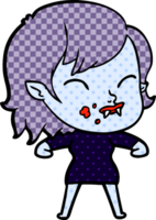 cartoon vampire girl with blood on cheek png