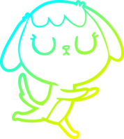 cold gradient line drawing of a cute cartoon dog png