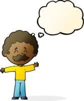 Cartoon-Junge mit Schnurrbart mit Gedankenblase png