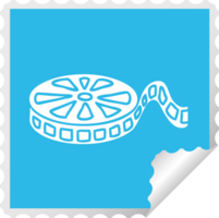 square peeling sticker cartoon of a film reel png