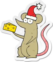 sticker of a cartoon christmas mouse with cheese png