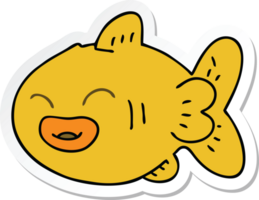 adesivo di un eccentrico pesce cartone animato disegnato a mano png