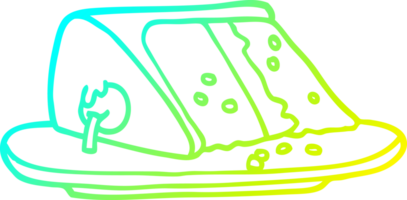 cold gradient line drawing of a cartoon slice of cake png