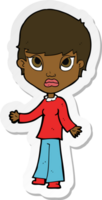 sticker of a cartoon woman shrugging shoulders png