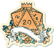 Retro-Tattoo-Stil natürliche zwanzig d20 Würfelrolle png