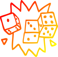 warm gradient line drawing of a cartoon rolling dice png
