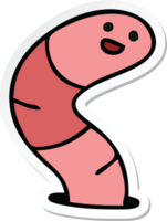 sticker of a quirky hand drawn cartoon worm png