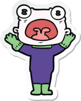 sticker of a cartoon weird alien communicating png