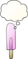 dibujos animados hielo paleta con pensamiento burbuja en suave degradado estilo png