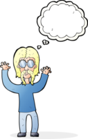 cartoon hippie man waving arms with thought bubble png