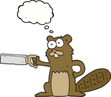 drawn thought bubble cartoon beaver with saw png