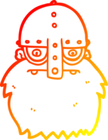 warm gradient line drawing of a cartoon viking face png