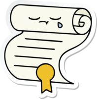 sticker of a cute cartoon contract png