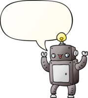 cartoon happy robot with speech bubble in smooth gradient style png