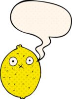 cartoon bitter lemon with speech bubble in comic book style png