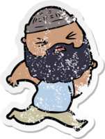 distressed sticker of a cartoon man with beard png