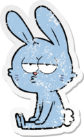 distressed sticker of a cute cartoon rabbit png