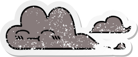 distressed sticker of a cute cartoon storm cloud png