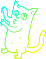 cold gradient line drawing of a cartoon spooky black cat png