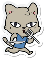 sticker van een cartoon hongerige kat png