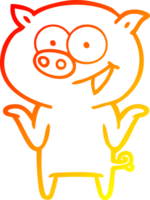 warm gradient line drawing of a cartoon pig with no worries png