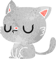 tiré rétro dessin animé de mignonne kawaii chat png