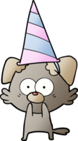 nervous dog cartoon in party hat png