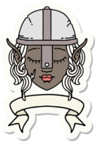 sticker of a elf fighter character face with banner png