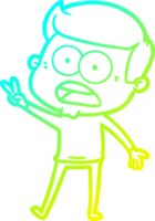cold gradient line drawing of a cartoon shocked man png