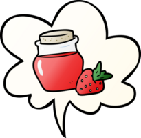 cartoon jar of strawberry jam with speech bubble in smooth gradient style png