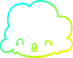 cold gradient line drawing of a cartoon cloud png