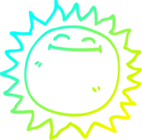 cold gradient line drawing of a cartoon shining sun png