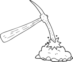 hand drawn black and white cartoon pick axe png