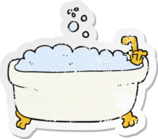 retro distressed sticker of a cartoon bathtub png