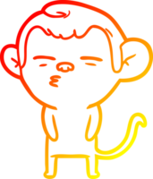 warm gradient line drawing of a cartoon suspicious monkey png