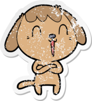 autocollant en détresse d'un chien de dessin animé mignon png