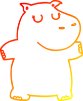 warm helling lijn tekening van een tekenfilm nijlpaard png