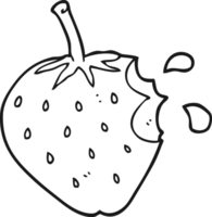 hand drawn black and white cartoon strawberry png