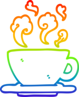 arcobaleno pendenza linea disegno di un' cartone animato tazza di caldo caffè png
