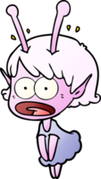 cartoon shocked alien girl png