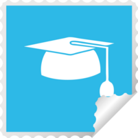 square peeling sticker cartoon of a graduation hat png